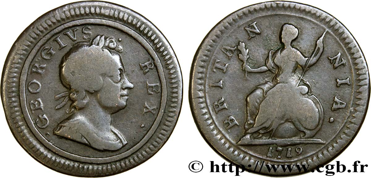REGNO UNITO 1 Farthing Georges Ier 1719  MB 
