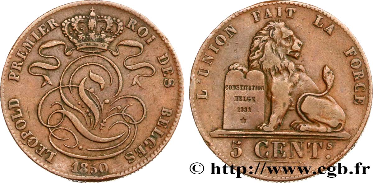 BELGIO 5 Centimes Léopold Ier 1850  BB 