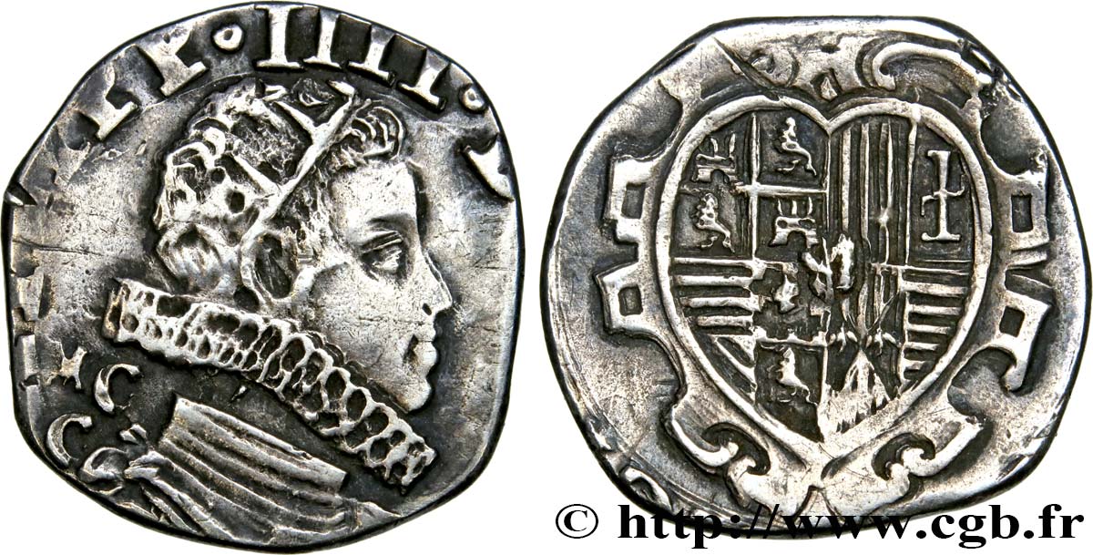 ITALIE - ROYAUME DE SICILE - PHILIPPE IV D ESPAGNE 1 Tari (Quart de scudo) Philippe IV d’Espagne 1623 ou 1626 Naples XF 