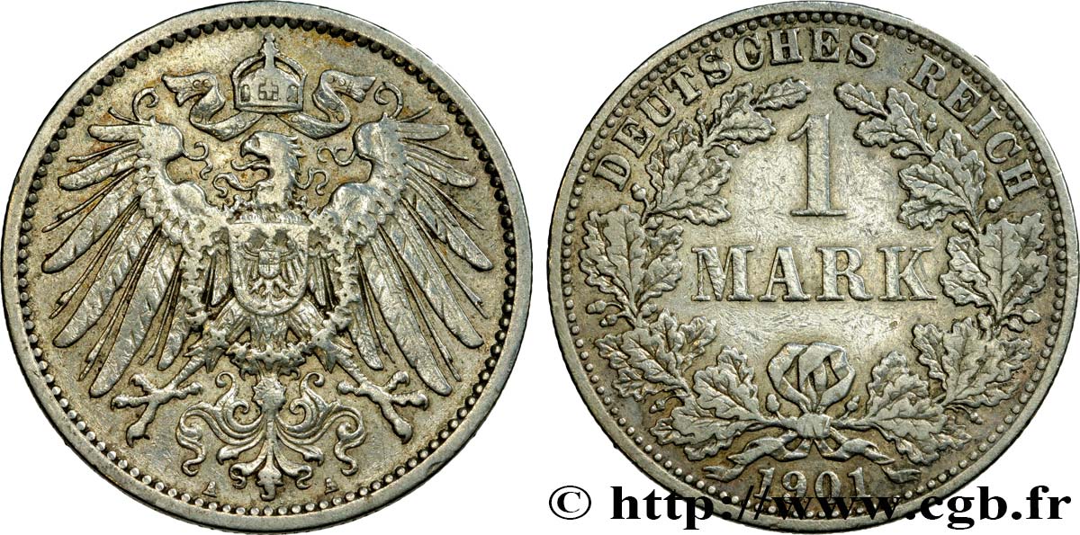 DEUTSCHLAND 1 Mark Empire aigle impérial 2e type 1901 Berlin SS 