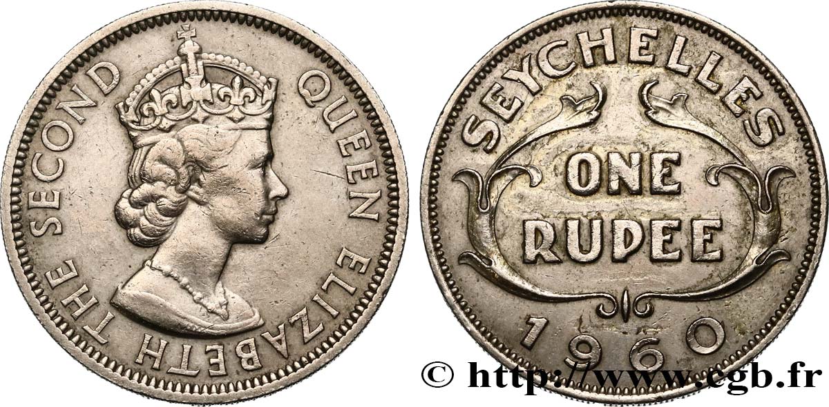 SEYCHELLEN 1 Roupie Elisabeth II 1960  fVZ 