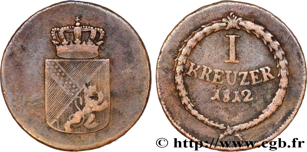 ALEMANIA - BADEN 1 Kreuzer Grand-Duché de Bade 1812 Mannheim BC 