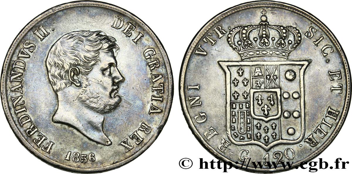 ITALIA - REINO DE LAS DOS SICILIAS 120 Grana Ferdinand II 1856 Naples MBC 