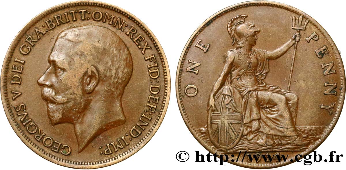 ROYAUME-UNI 1 Penny Georges V 1914  TTB 