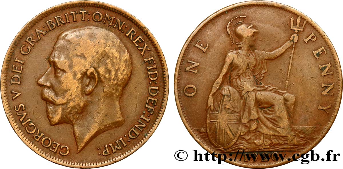 ROYAUME-UNI 1 Penny Georges V 1920  TTB 