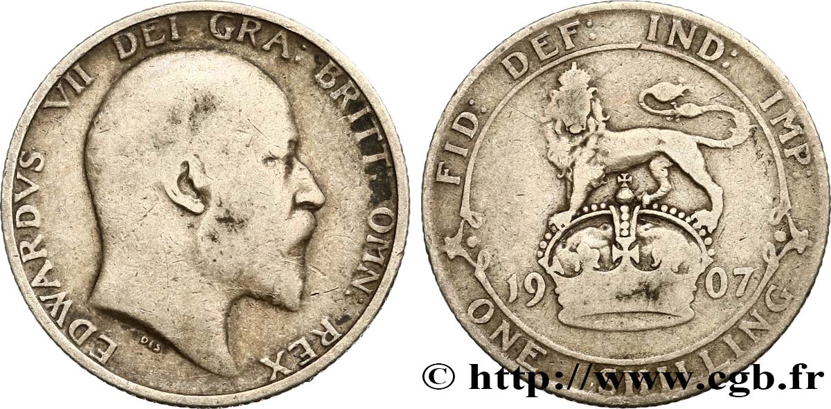 UNITED KINGDOM 1 Shilling Edouard VII / lion 1907  VF 