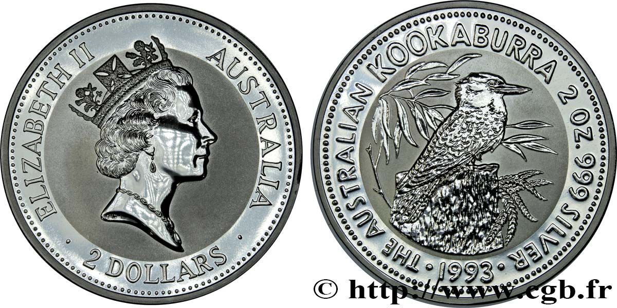 AUSTRALIA 2 Dollars Proof Kookaburra 1993  MS 