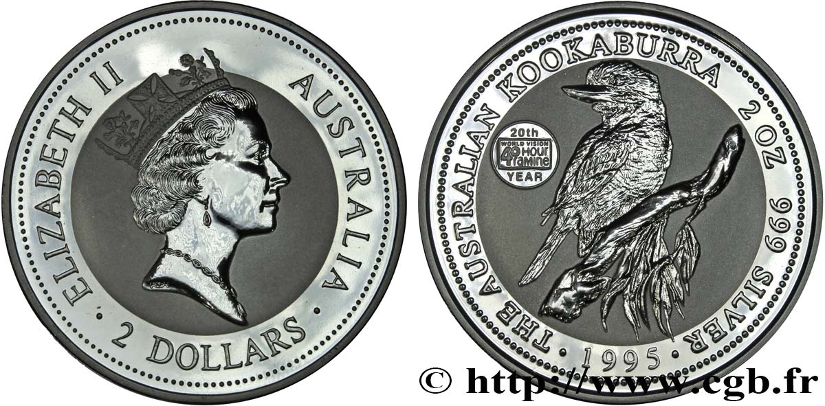 AUSTRALIA 2 Dollars Proof Kookaburra 1995  MS 
