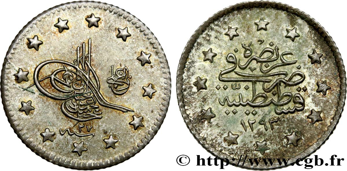 TURQUíA 1 Kurush Abdul Hamid II AH1293 an 27 1901 Constantinople SC 