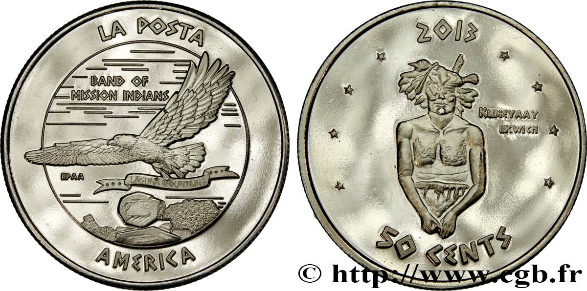 UNITED STATES OF AMERICA - Native Tribes 50 Cents Proof Nation of La Posta 2013  MS 