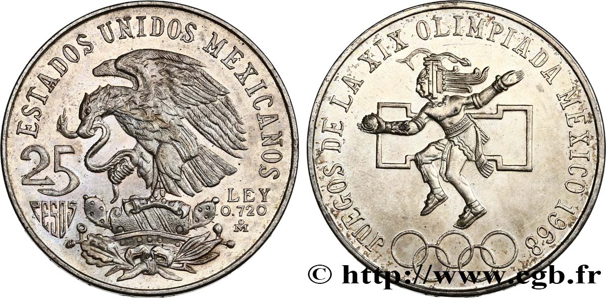 MESSICO 25 Pesos Jeux Olympiques de Mexico 1968 Mexico SPL 