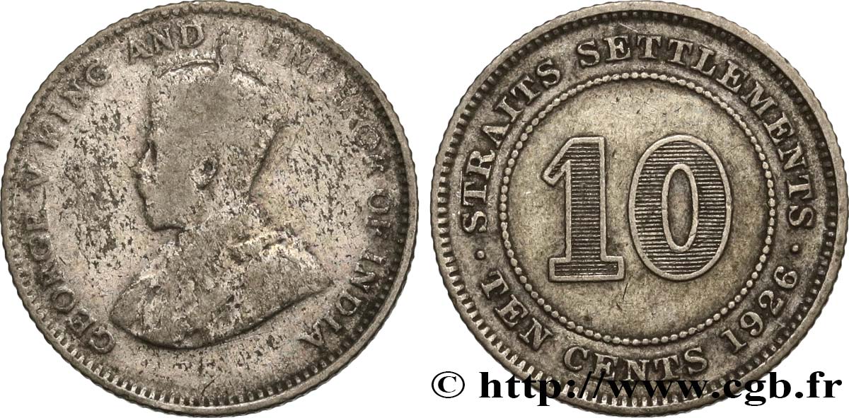 MALAYSIA - STRAITS SETTLEMENTS 10 Cents Straits Settlements Georges V 1926  VF 