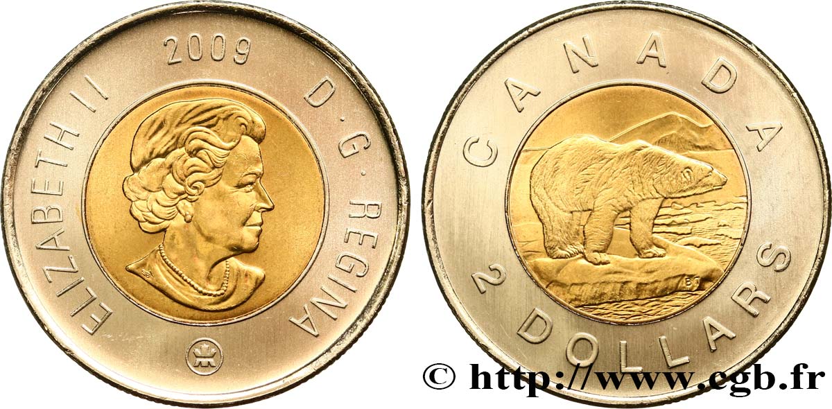 CANADA 2 Dollars Elisabeth II / Ours polaire 2009  MS 