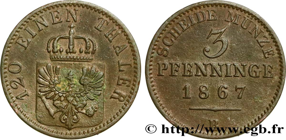 GERMANY - PRUSSIA 3 Pfenninge 1867 Hanovre XF 