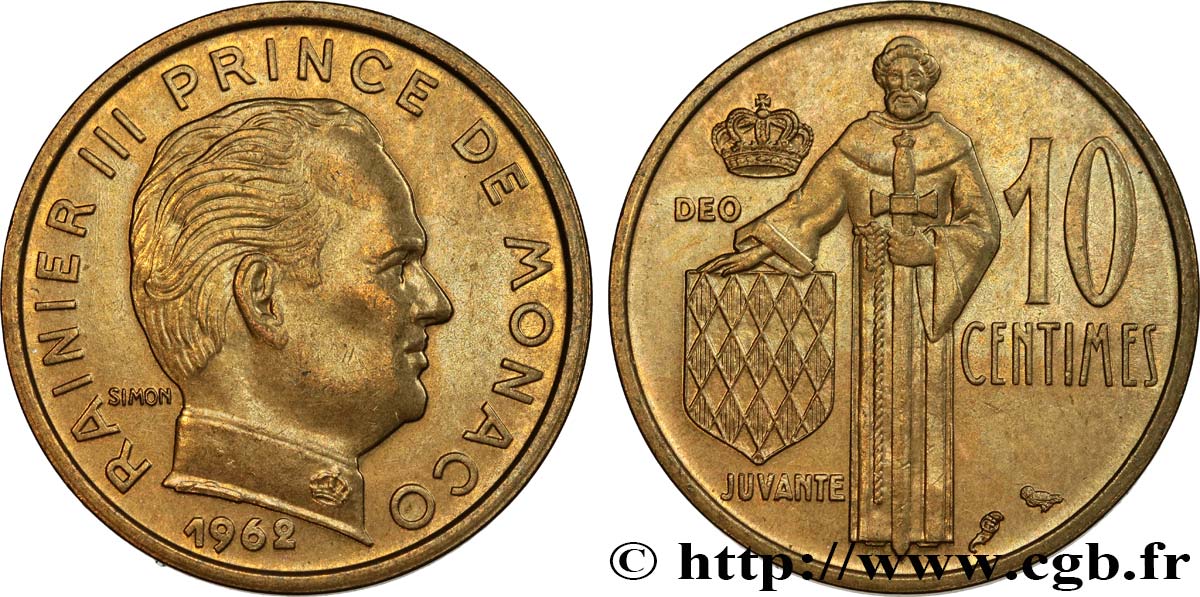 MONACO 10 Centimes Rainier III 1962 Paris EBC 