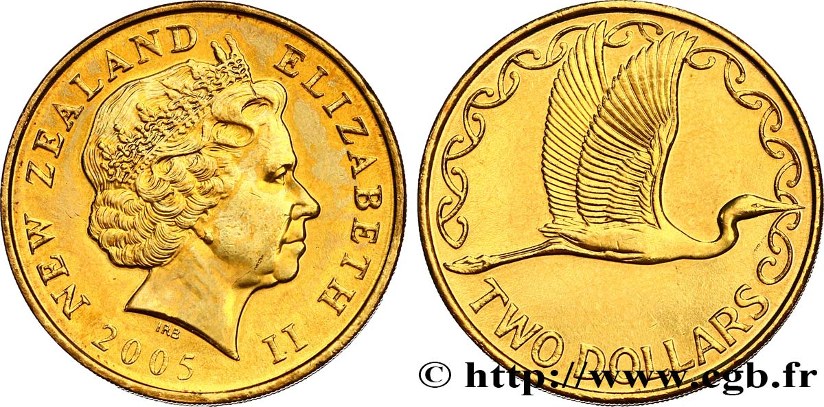 NEUSEELAND
 2 Dollars Elisabeth II / Kotuku (héron blanc) 2005 Pretoria fST 