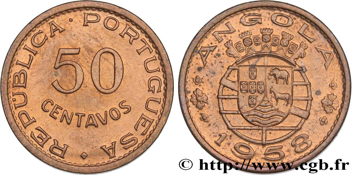 ANGOLA 50 Centavos monnayage colonial Portugais 1958  SPL 