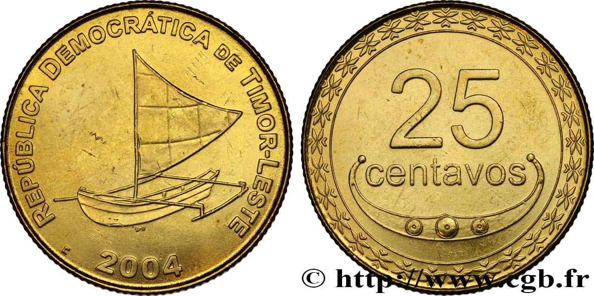 TIMOR 25 Centavos voilier 2004  MS 