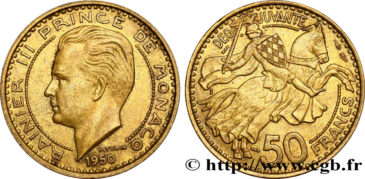 MONACO 50 Francs 1950 Paris MBC 