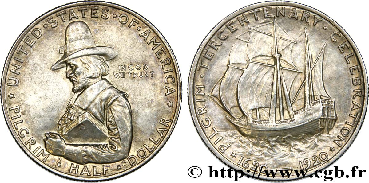 ESTADOS UNIDOS DE AMÉRICA 1/2 Dollar Tricentenaire de l’arrivée du Mayflower 1920  EBC 