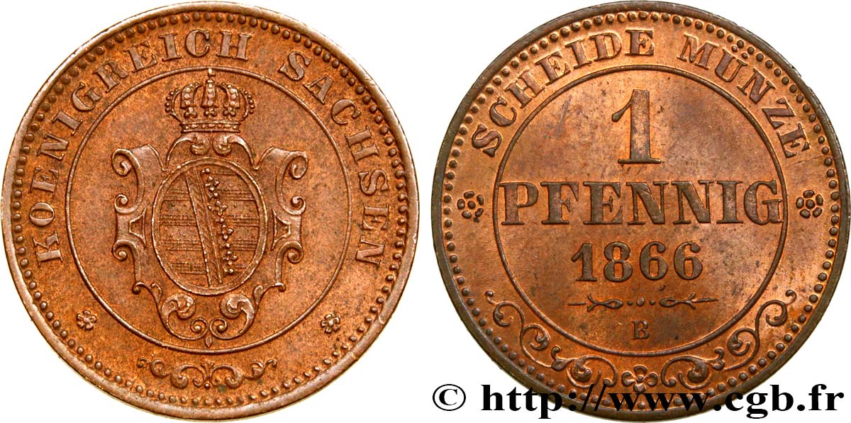 ALLEMAGNE - SAXE 1 Pfennig 1865 Dresde SPL 