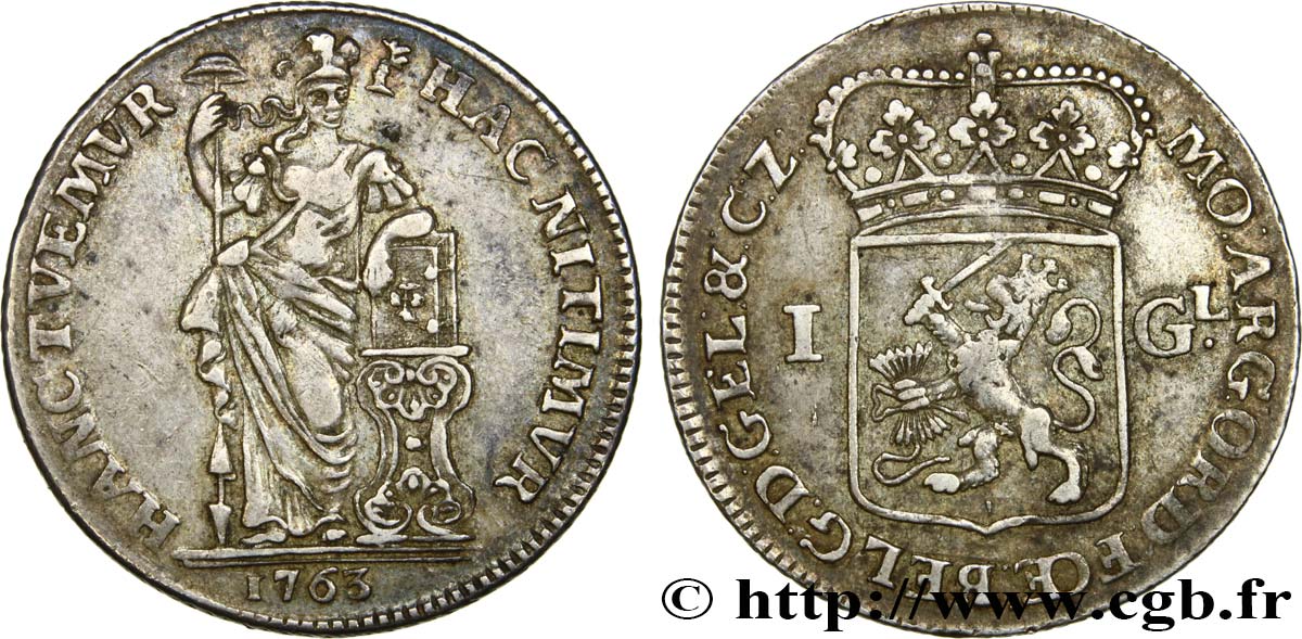 NETHERLANDS - UNITED PROVINCES 1 Gulden Gueldre 1763  XF 