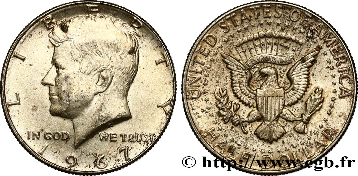 ÉTATS-UNIS D AMÉRIQUE 1/2 Dollar Kennedy 1967 Philadelphie SUP 