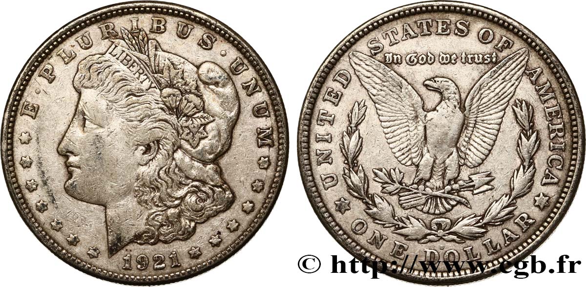 VEREINIGTE STAATEN VON AMERIKA 1 Dollar Morgan 1921 Denver S/fSS 