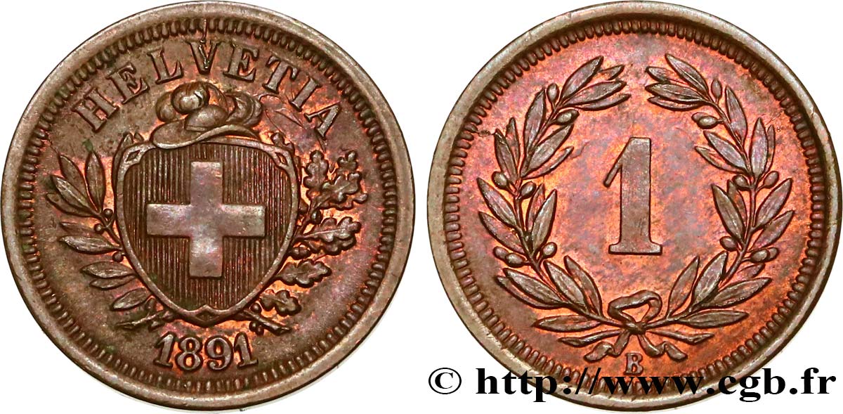 SUIZA 1 Centime 1891 Berne EBC 