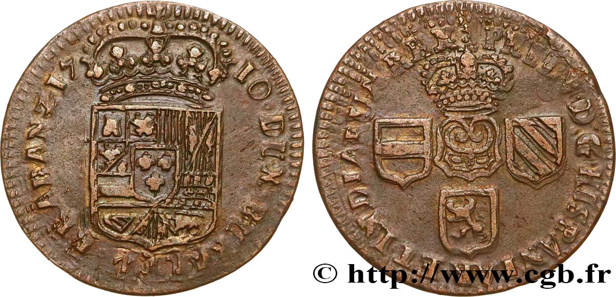 BELGIQUE - PAYS-BAS ESPAGNOLS Liard de Namur Philippe V d’Espagne 1710 Namur TTB 