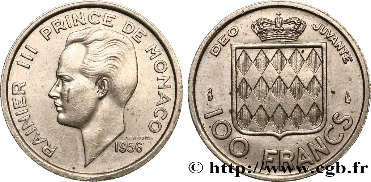 MONACO 100 Francs Rainier III / écu 1956 Paris SUP 