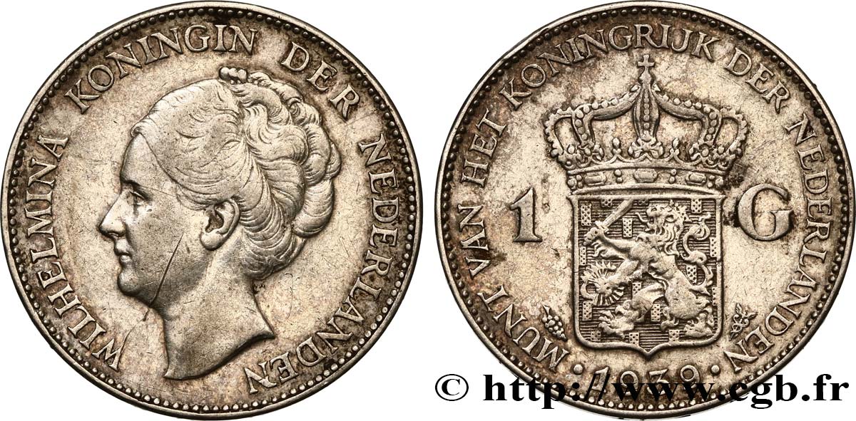 NIEDERLANDE 1 Gulden Wilhelmina 1939 Utrecht fVZ 