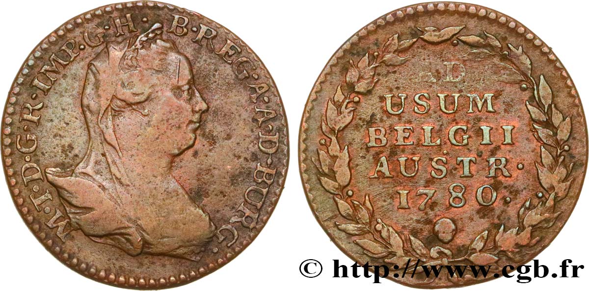 BELGIUM - AUSTRIAN NETHERLANDS 2 Liards Marie-Thérèse 1780 Bruxelles VF 