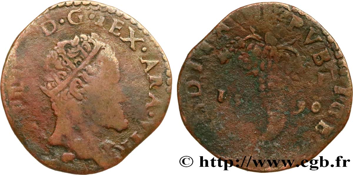 ITALIE - ROYAUME DE NAPLES - PHILIPPE II D ESPAGNE 1 Tornese Philippe Ier de Naples 1590  TB 
