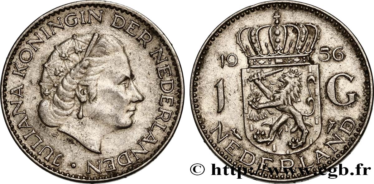 PAYS-BAS 1 Gulden Juliana 1956  SUP 