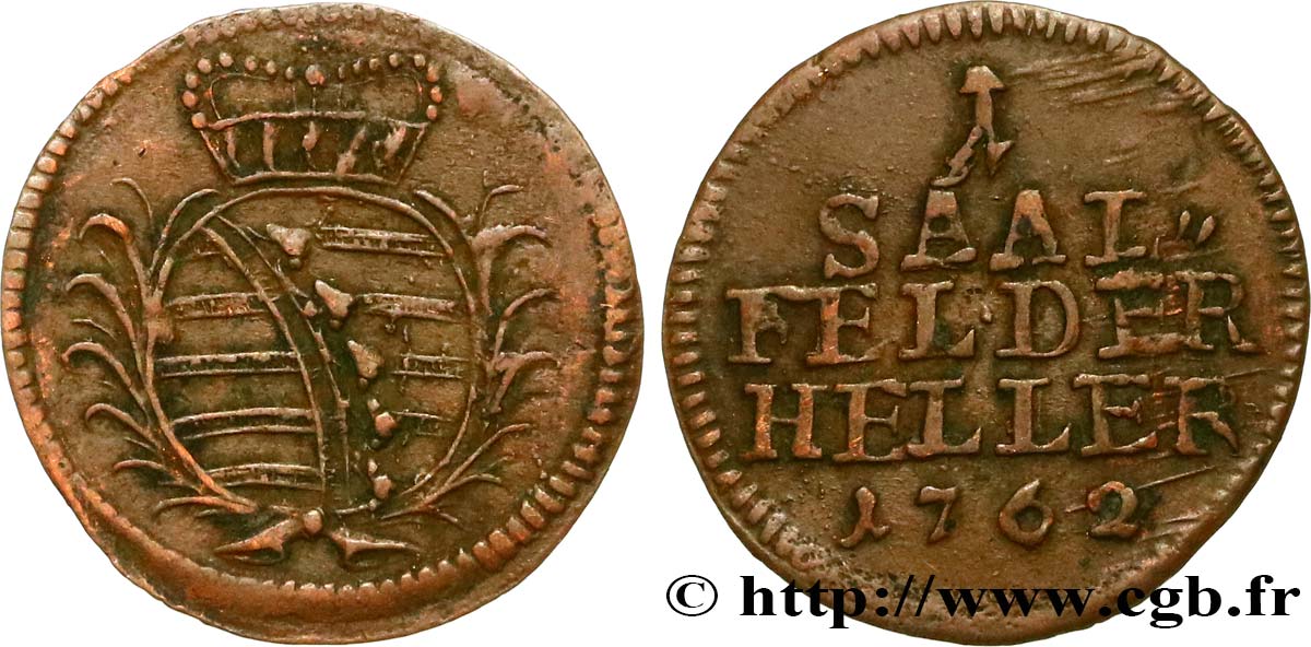 ALLEMAGNE - SAXE-COBOURG-SAALFELD 1 (Saalfelder) Heller 1762  SUP 