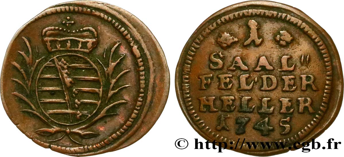 GERMANY - SAXE-COBURG-SAALFELD 1 (Saalfelder) Heller 1745  AU 