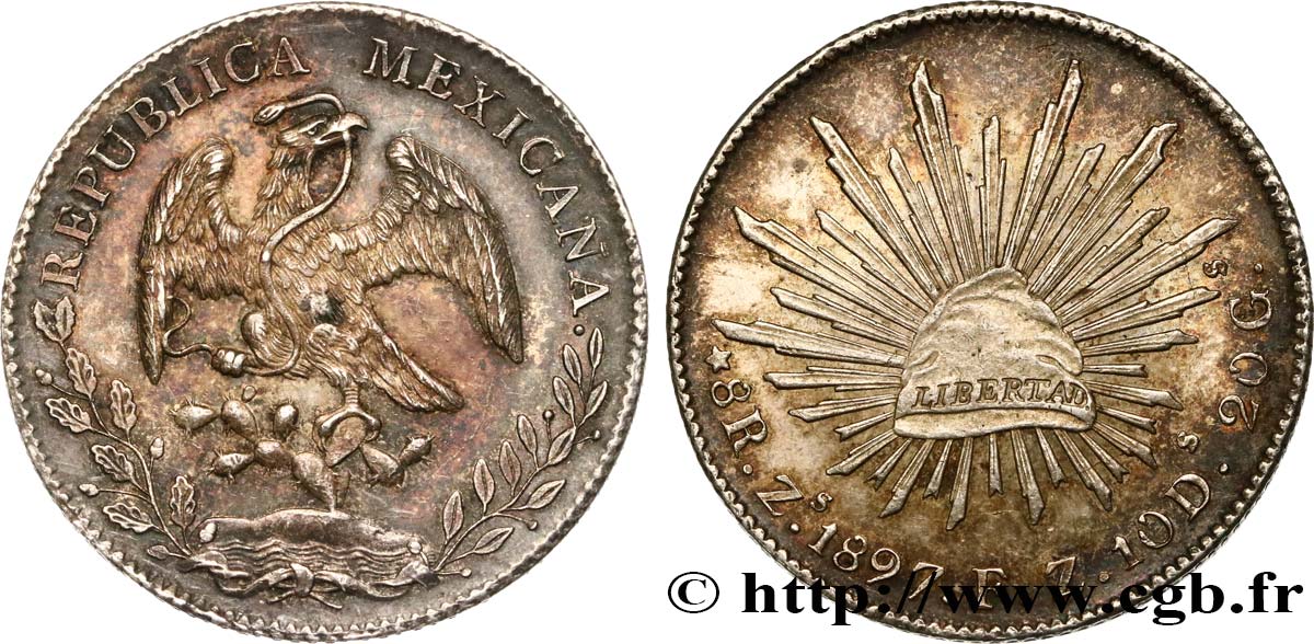 MEXICO 8 Reales 1897 Zacatecas AU 