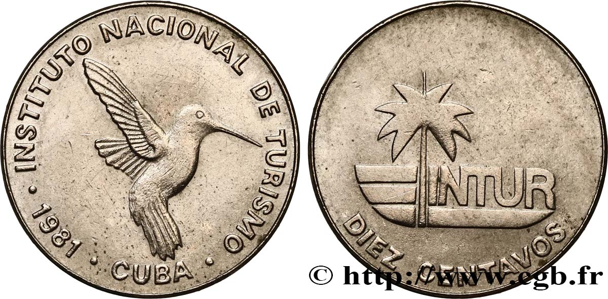 KUBA 10 Centavos monnaie pour touristes Intur  1981  VZ 