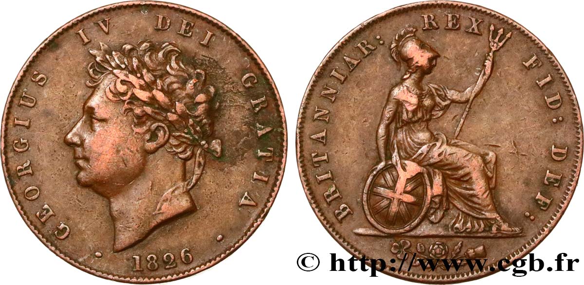 REINO UNIDO 1/2 Penny Georges IV 1826  MBC 