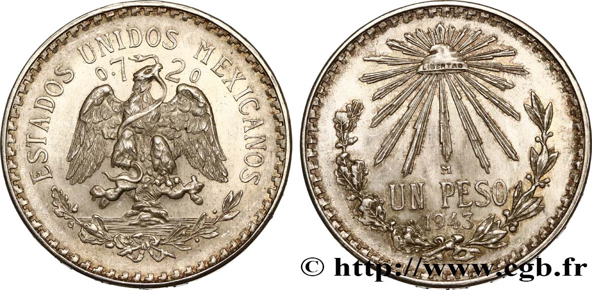MÉXICO 1 Peso 1943 Mexico SC 