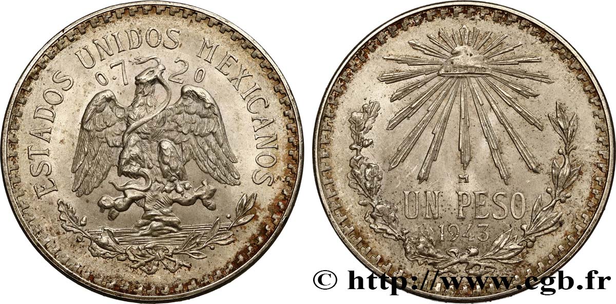MEXICO 1 Peso 1943 Mexico MS 