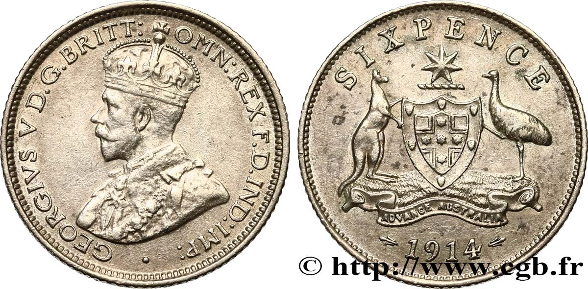 AUSTRALIA 6 Pence Georges V 1914 Londres AU 