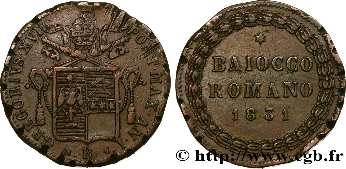 VATICANO Y ESTADOS PONTIFICIOS Baiocco 1831 Rome MBC 