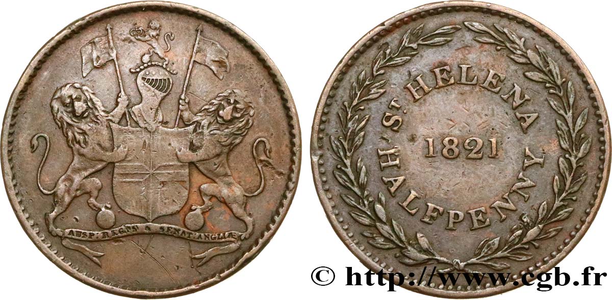 ST. HELENA 1/2 Penny 1821  SS 