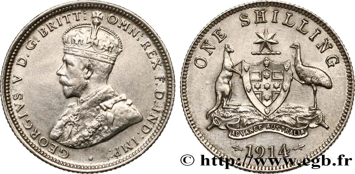 AUSTRALIA 1 Shilling Georges V 1914 Londres MBC+ 