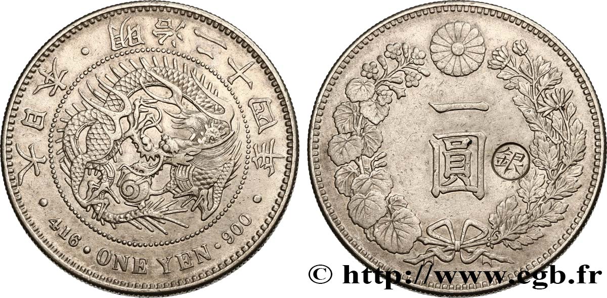 JAPON 1 Yen dragon an 24 Meiji 1891  TTB 
