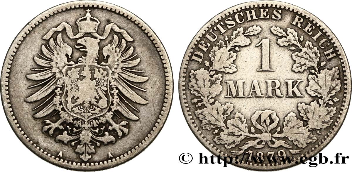 ALLEMAGNE 1 Mark Empire aigle impérial 1879 Berlin TB 