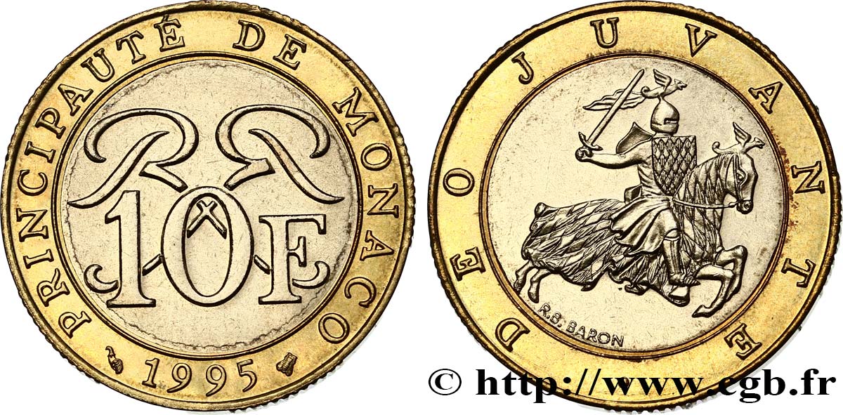 MONACO 10 Francs Rainier III 1995 Paris SPL 