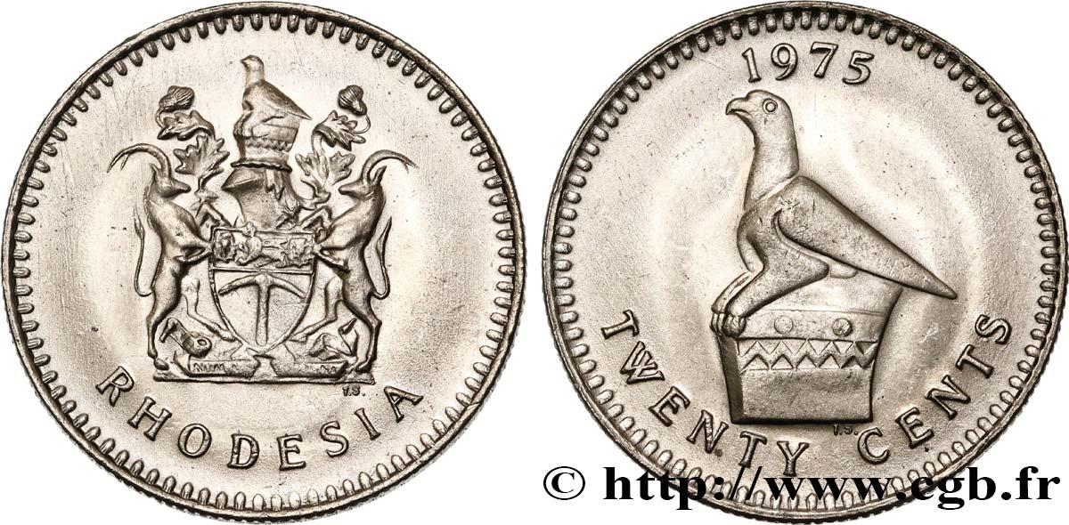 RHODESIA 20 Cents 1975  MS 